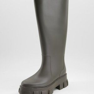 ASOS Gracie Chunky Knee High Wellies in Khaki